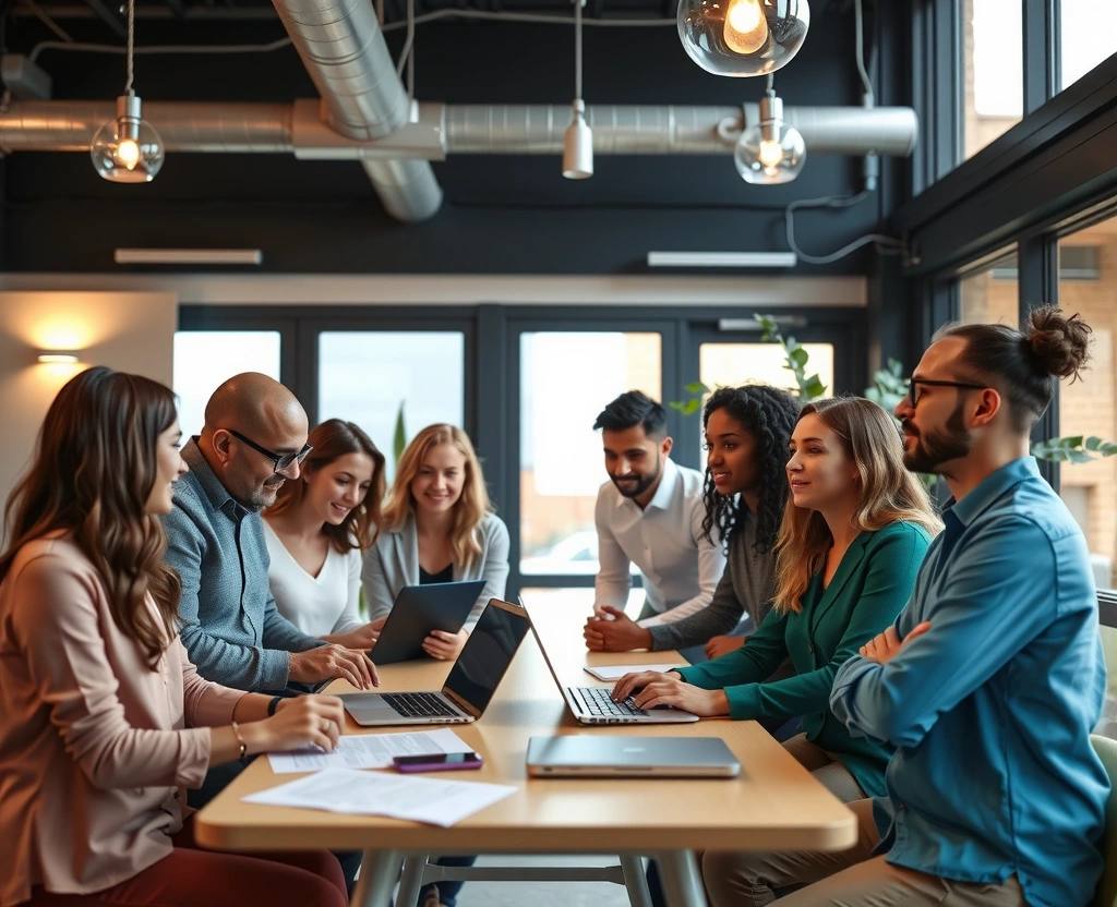 Food Delivery Canada team collaborating in modern office space