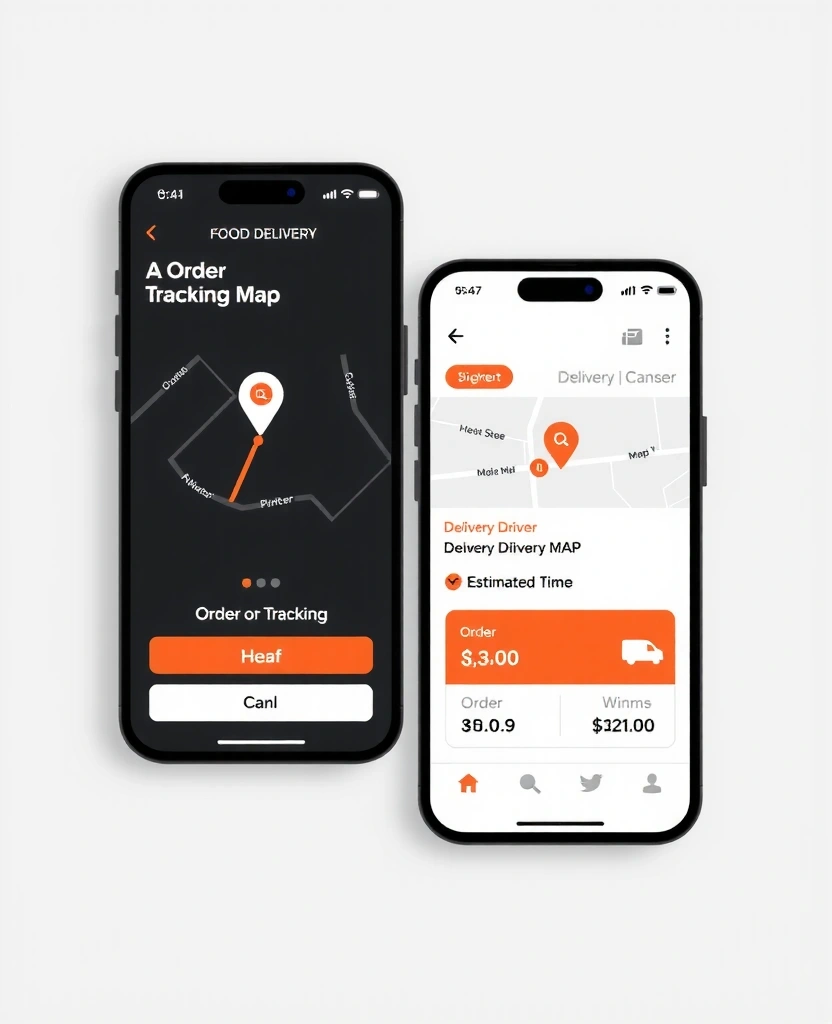 Food Delivery Canada mobile app interface showing order tracking